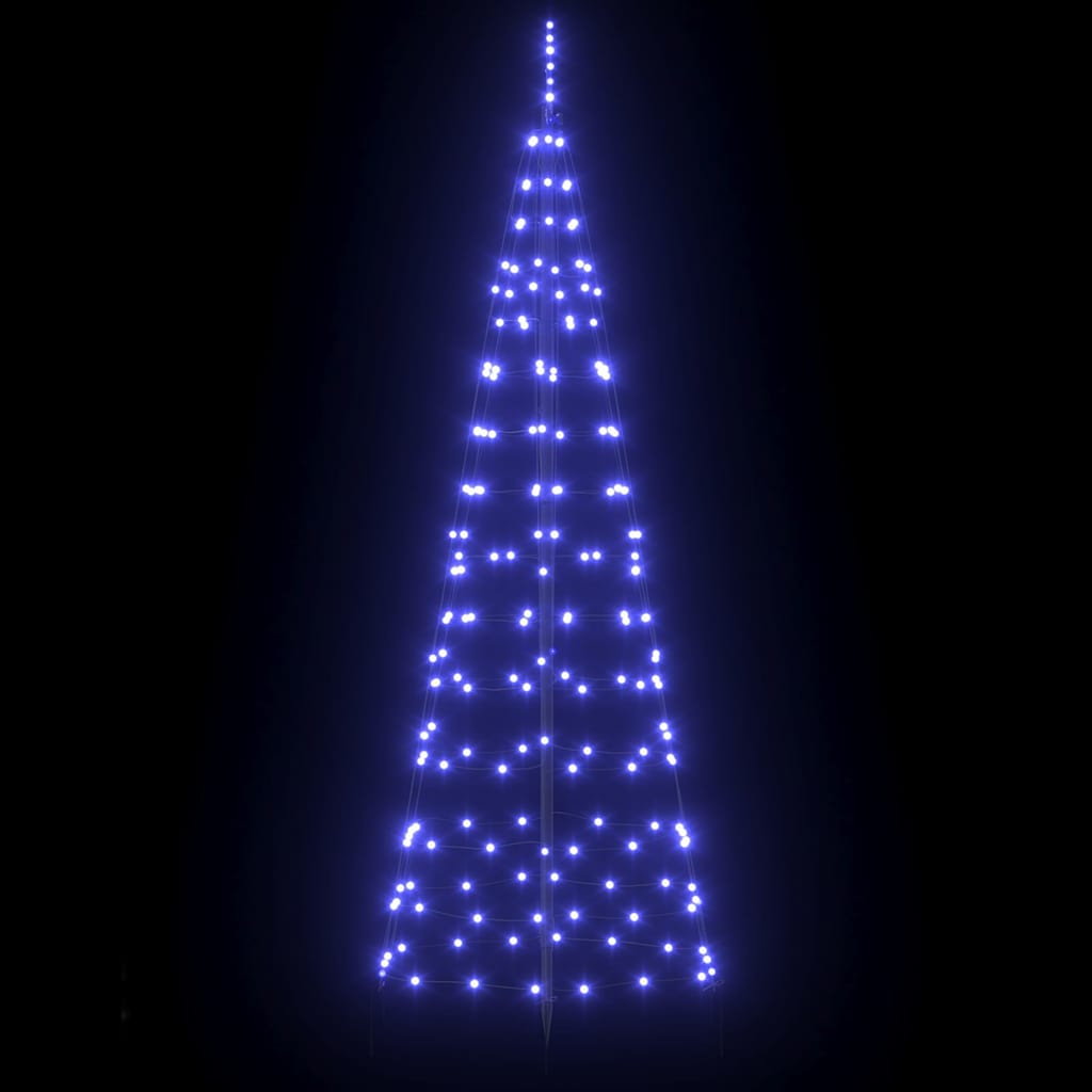 vidaXL LED Weihnachtsbaum mit Erdspießen Blau 250 cm Eisen