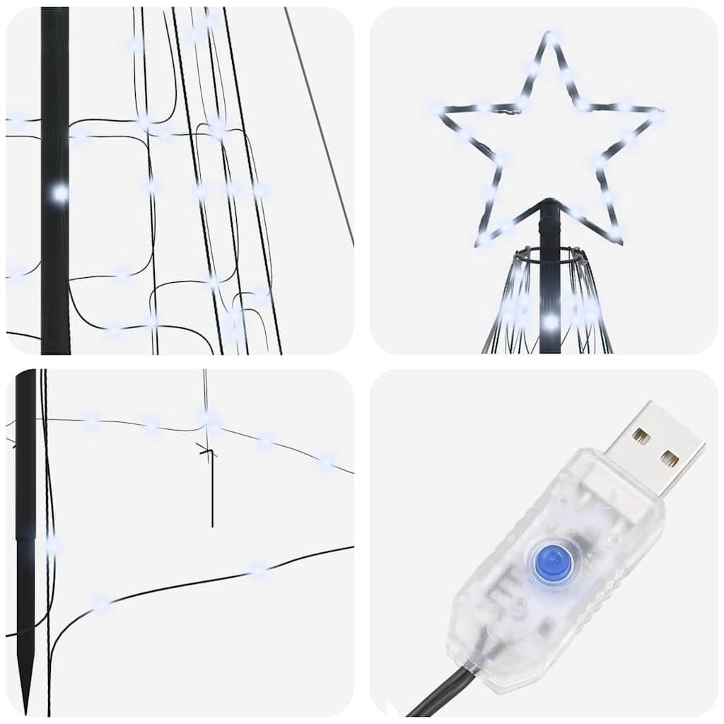vidaXL LED Weihnachtsbaum mit Erdspießen Kaltweiß 400 cm Eisen