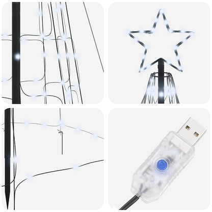 vidaXL LED Weihnachtsbaum mit Erdspießen Kaltweiß 400 cm Eisen