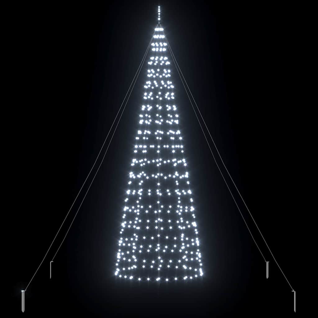 vidaXL LED Weihnachtsbaum mit Erdspießen Kaltweiß 400 cm Eisen