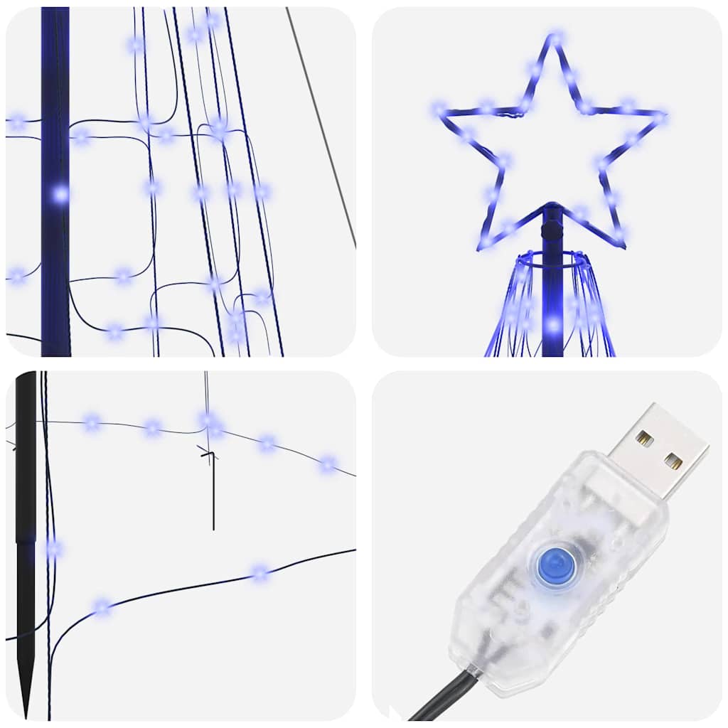 vidaXL LED Weihnachtsbaum mit Erdspießen Blau 400 cm Eisen