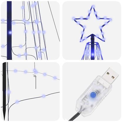 vidaXL LED Weihnachtsbaum mit Erdspießen Blau 400 cm Eisen