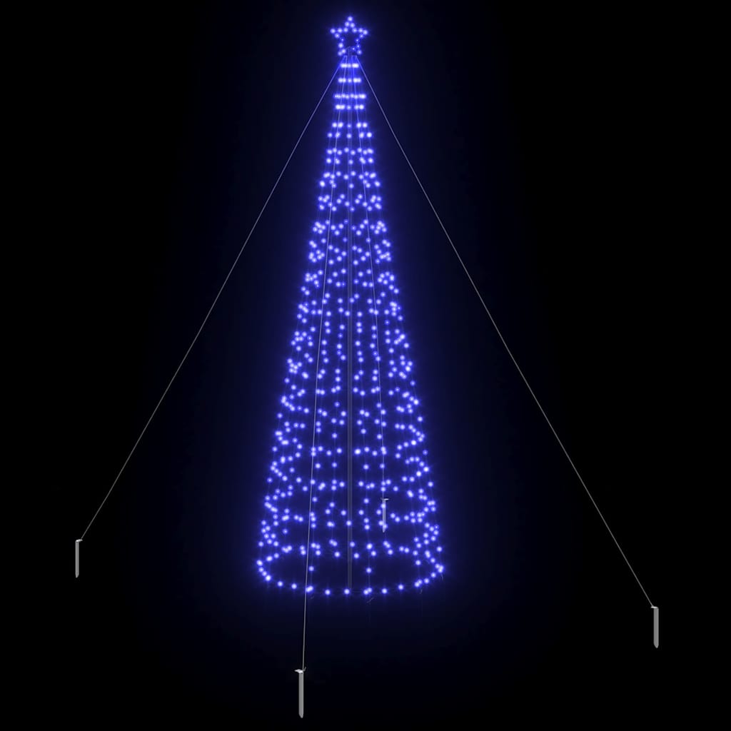 vidaXL LED Weihnachtsbaum mit Erdspießen Blau 400 cm Eisen