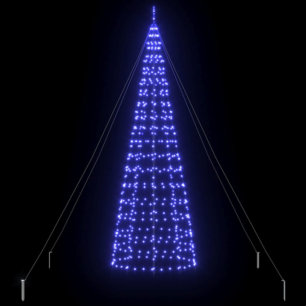 vidaXL LED Weihnachtsbaum mit Erdspießen Blau 400 cm Eisen
