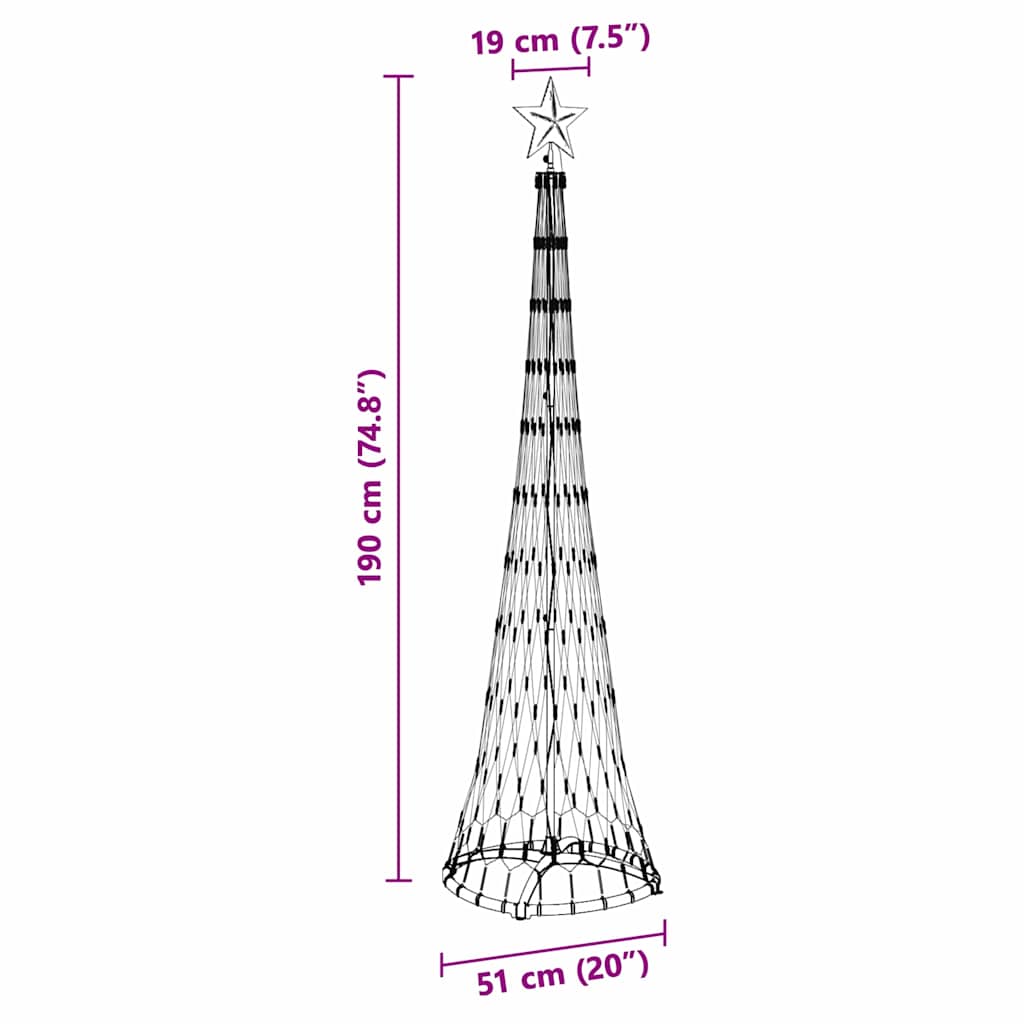 LED-Weihnachtsbaum Warmes Weiß 51 x 51 x 190 cm Metall
