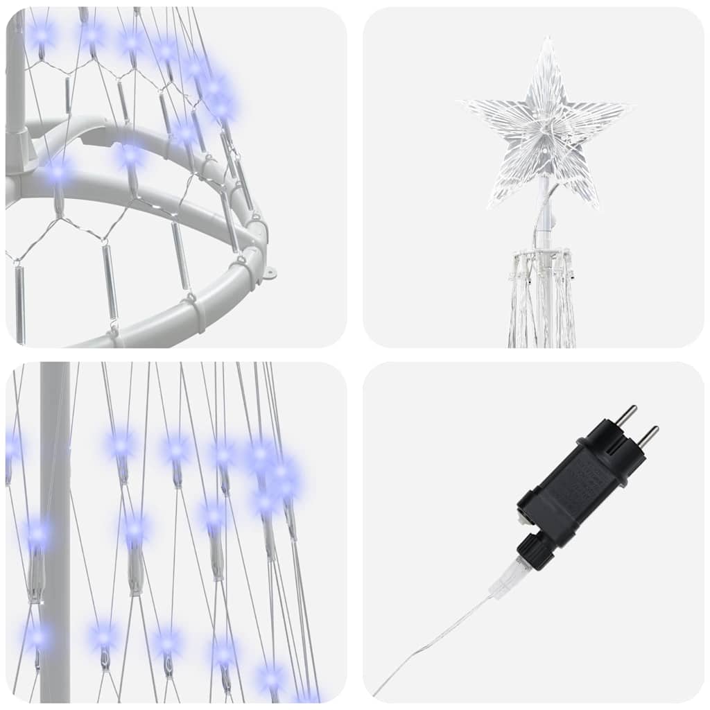 vidaXL Sapin de Noël à LED avec 230 LED bleu 51 x 51 x 190 cm Métal
