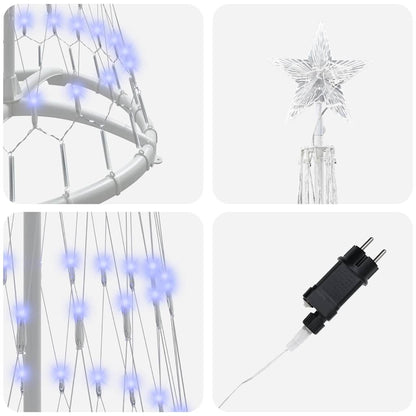 vidaXL Sapin de Noël à LED avec 230 LED bleu 51 x 51 x 190 cm Métal