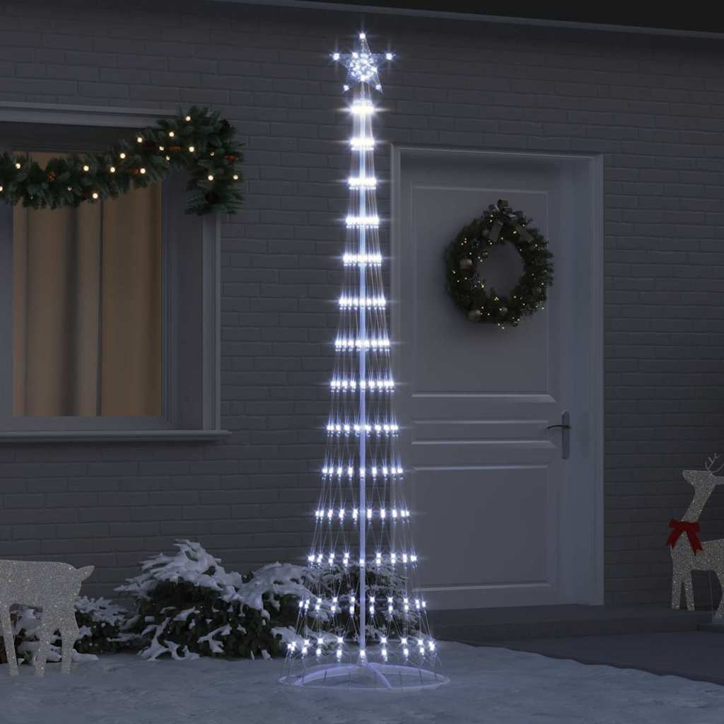vidaXL Sapin de Noël LED avec support Blanc froid 70 x 70 x 250 cm Métal