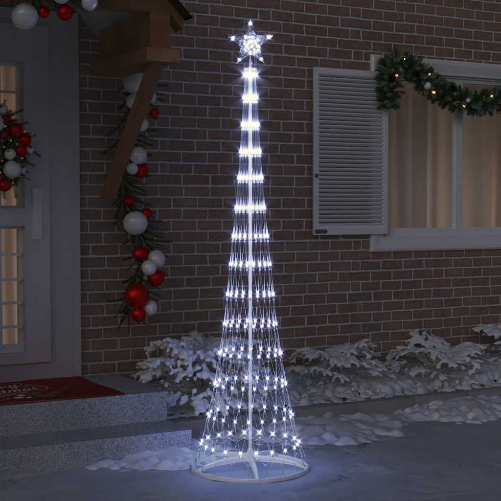 vidaXL Sapin de Noël LED avec support Blanc froid 70 x 70 x 250 cm Métal