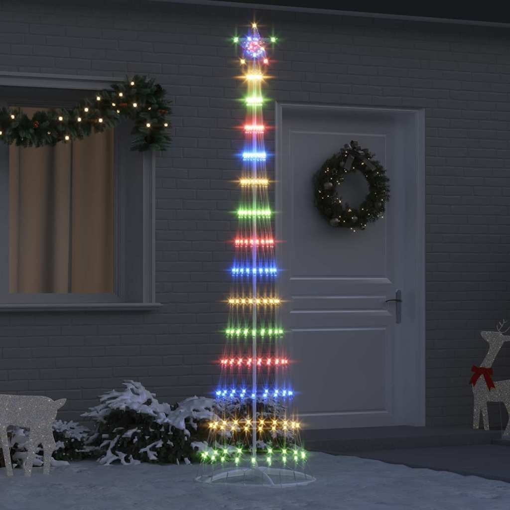vidaXL Sapin de Noël LED multicolore 70 x 70 x 250 cm métal