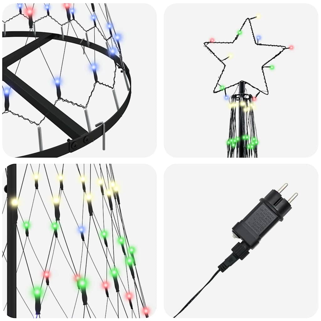 LED-Weihnachtsbaum mit 230 LEDs Mehrfarbig 184,5 cm Metall