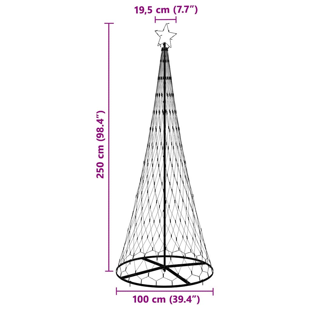 vidaXL Sapin de Noël LED avec 295 LED Blanc chaud 250 cm Métal