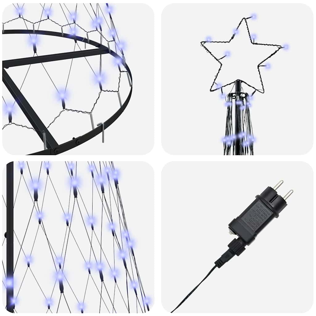 vidaXL Sapin de Noël LED avec 295 LED et support Bleu 250 cm Métal
