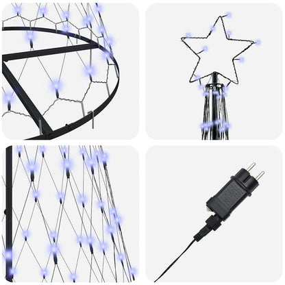 vidaXL Sapin de Noël LED avec 295 LED et support Bleu 250 cm Métal