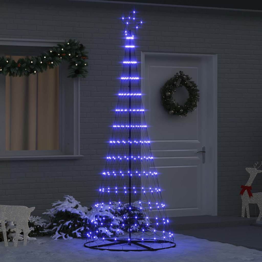 vidaXL Sapin de Noël LED avec 295 LED et support Bleu 250 cm Métal