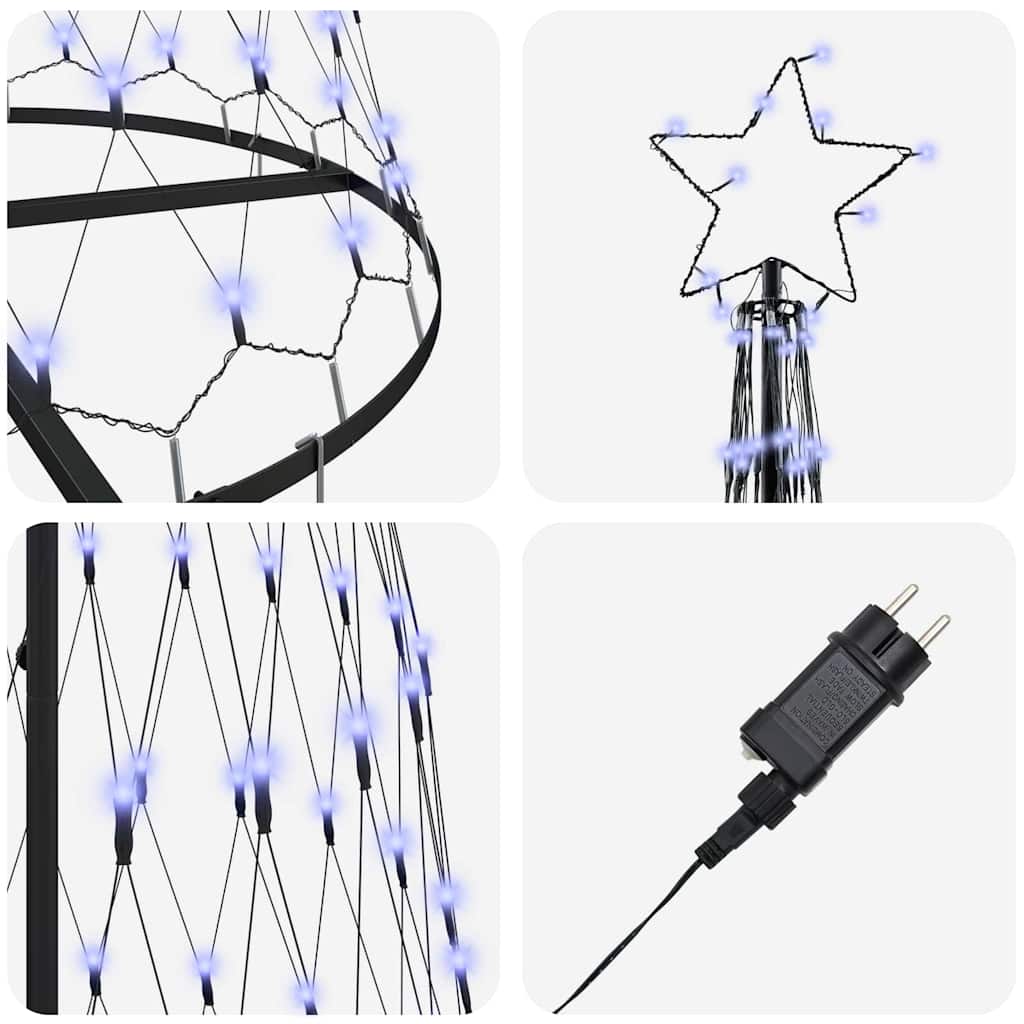 vidaXL LED-Weihnachtsbaum mit 355 LEDs Blau 184,5 cm Metall