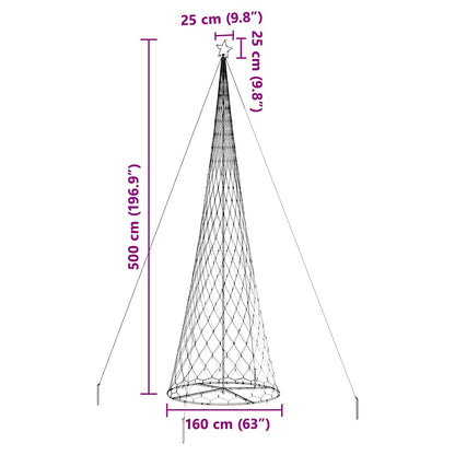 LED-Weihnachtsbaum mit 555 LEDs Warmes Weiß 500 cm Metall