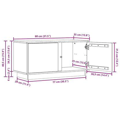 vidaXL TV-Schränk Wachsbraun 80 x 35 x 40,5 cm Massives Kiefernholz