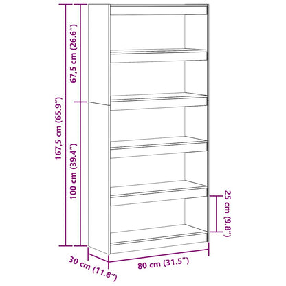 vidaXL Bücherregal Wachsbraun 80 x 30 x 167,5 cm Massives Kiefernholz