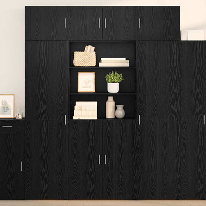 vidaXL Highboard noir aspect chêne 80 x 42,5 x 185 cm bois d'ingénierie