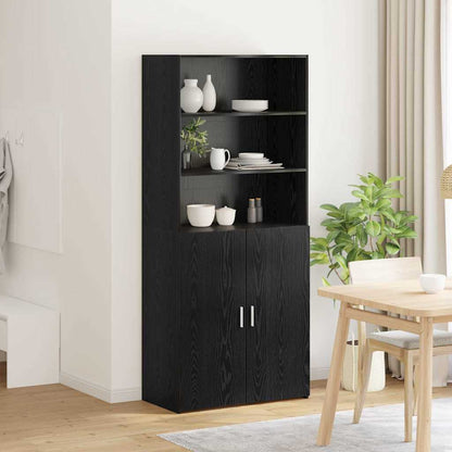 vidaXL Highboard noir aspect chêne 80 x 42,5 x 185 cm bois d'ingénierie