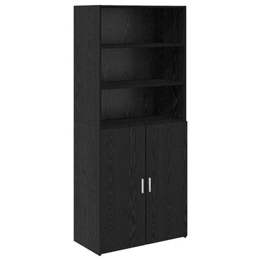 vidaXL Highboard noir aspect chêne 80 x 42,5 x 185 cm bois d'ingénierie