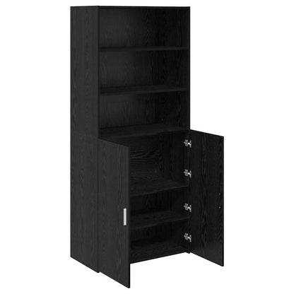 vidaXL Highboard noir aspect chêne 80 x 42,5 x 185 cm bois d'ingénierie