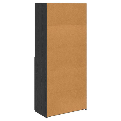 vidaXL Highboard noir aspect chêne 80 x 42,5 x 185 cm bois d'ingénierie