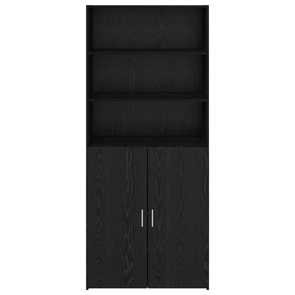 vidaXL Highboard noir aspect chêne 80 x 42,5 x 185 cm bois d'ingénierie