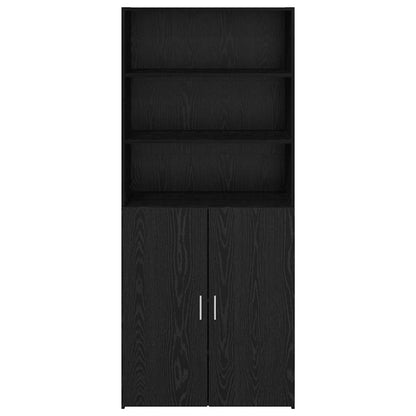 vidaXL Highboard noir aspect chêne 80 x 42,5 x 185 cm bois d'ingénierie