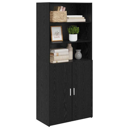 vidaXL Highboard noir aspect chêne 80 x 42,5 x 185 cm bois d'ingénierie
