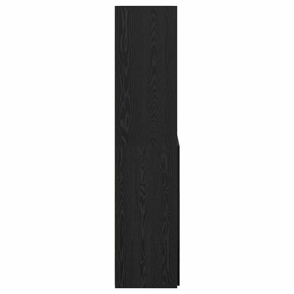 vidaXL Highboard noir aspect chêne 80 x 42,5 x 185 cm bois d'ingénierie