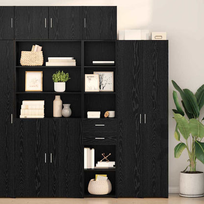vidaXL Buffet haut noir aspect chêne 40 x 42,5 x 185 cm bois d'ingénierie