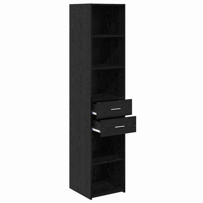 vidaXL Buffet haut noir aspect chêne 40 x 42,5 x 185 cm bois d'ingénierie
