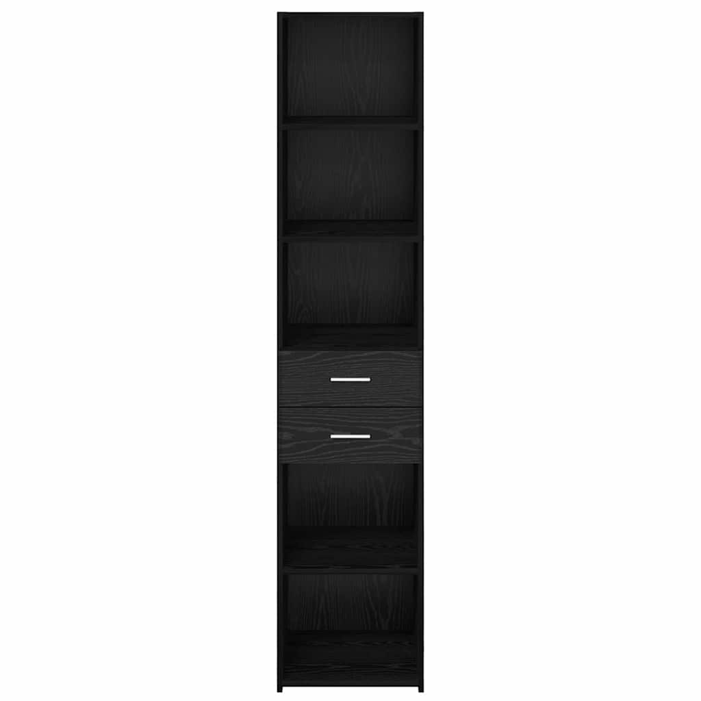 vidaXL Buffet haut noir aspect chêne 40 x 42,5 x 185 cm bois d'ingénierie