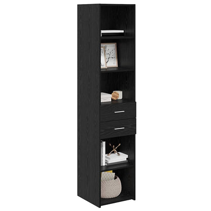 vidaXL Buffet haut noir aspect chêne 40 x 42,5 x 185 cm bois d'ingénierie
