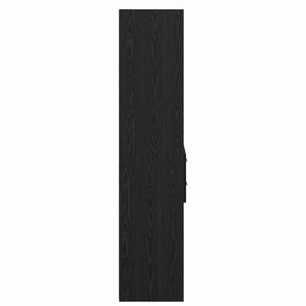 vidaXL Buffet haut noir aspect chêne 40 x 42,5 x 185 cm bois d'ingénierie