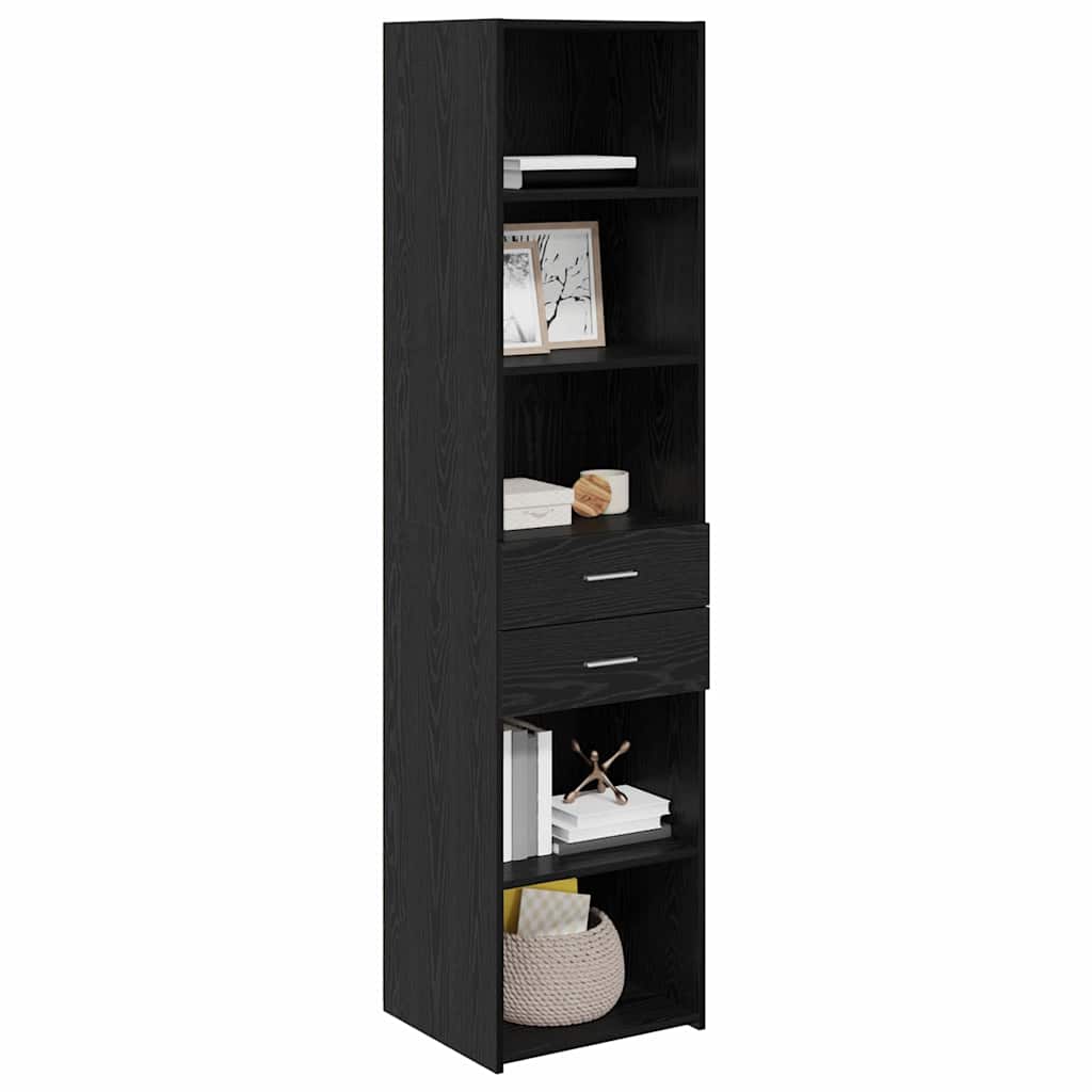 Highboard Schwarz Eichen-Optik 45 x 42,5 x 185 cm Holzwerkstoff