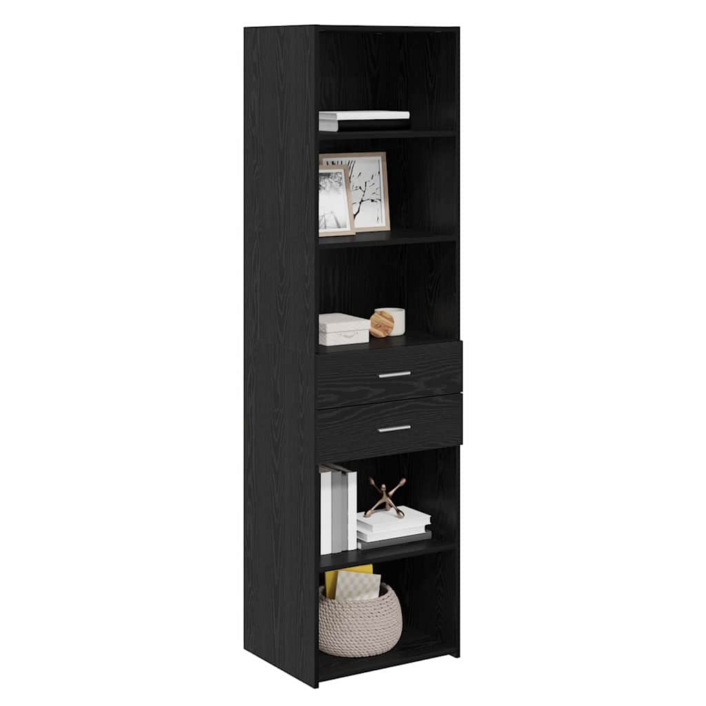 vidaXL Highboard Schwarz Eichen-Optik 50 x 42,5 x 185 cm Holzwerkstoff