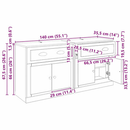 vidaXL Sideboards 2 pcs Altholz 70 x 35,5 x 67,5 cm Holzwerkstoff