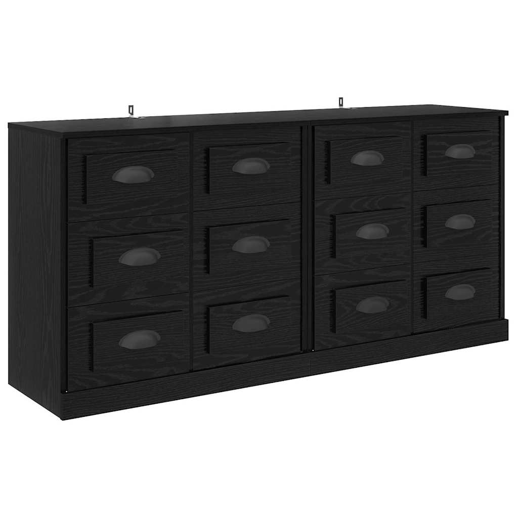 vidaXL Sideboards 2 pcs Schwarz Eichen-Optik 70 x 35,5 x 67,5 cm