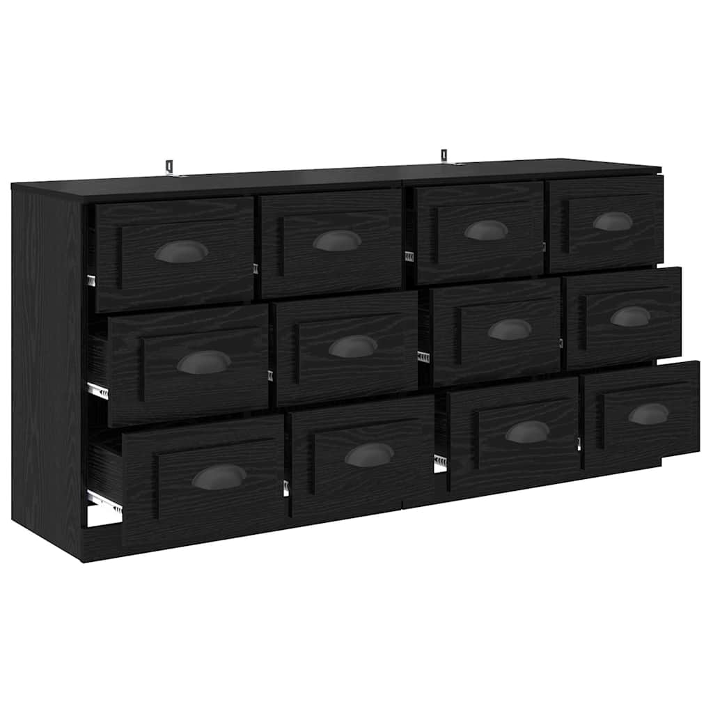 vidaXL Sideboards 2 pcs Schwarz Eichen-Optik 70 x 35,5 x 67,5 cm