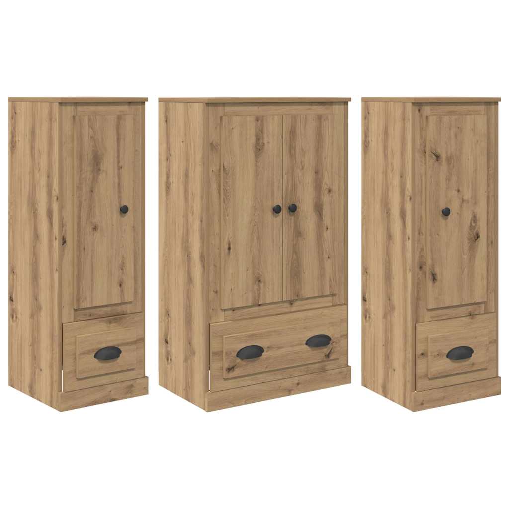 vidaXL Bahut à tiroirs 3 pcs Chêne Artisan Bois d'ingénierie