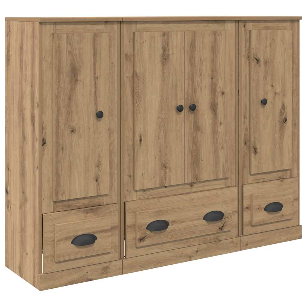 vidaXL Bahut à tiroirs 3 pcs Chêne Artisan Bois d'ingénierie