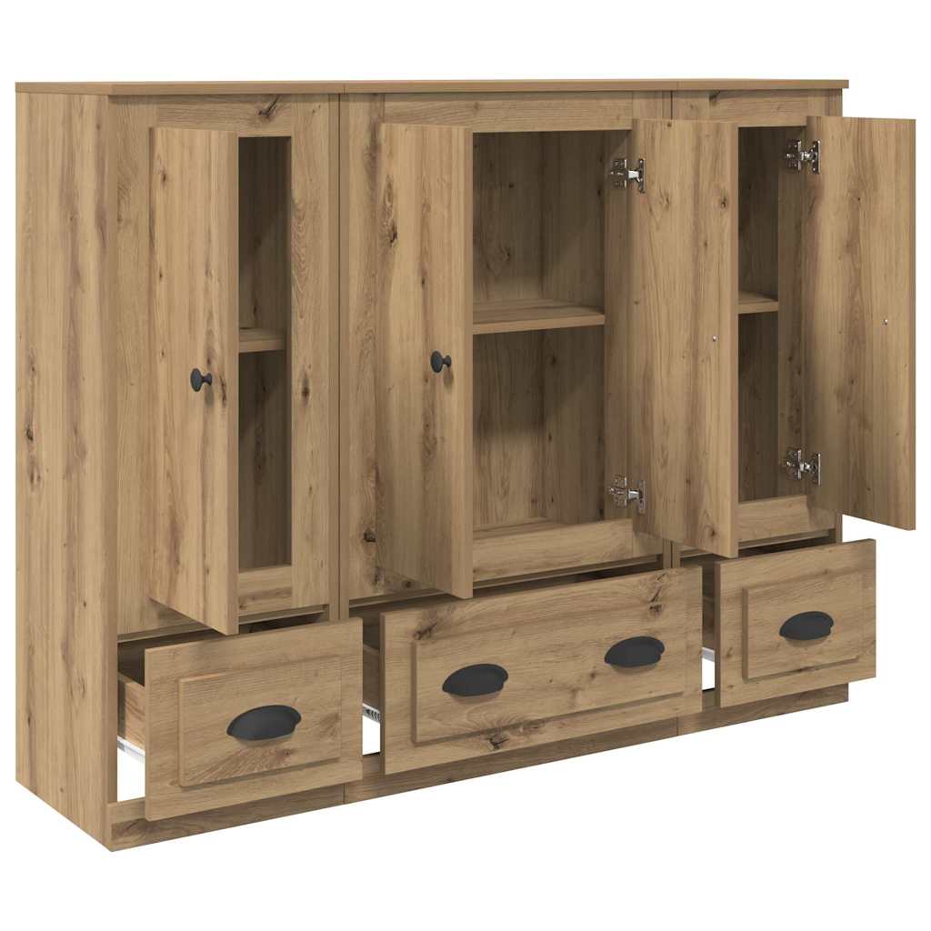 vidaXL Bahut à tiroirs 3 pcs Chêne Artisan Bois d'ingénierie
