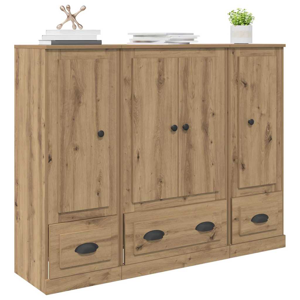 vidaXL Bahut à tiroirs 3 pcs Chêne Artisan Bois d'ingénierie