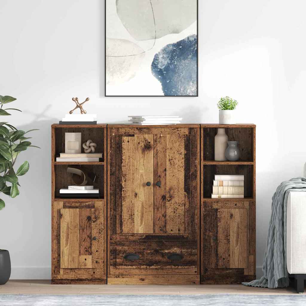 Highboard mit Schubladen 3 pcs Altholz Holzwerkstoff