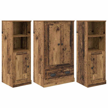 vidaXL Buffet haut avec tiroirs 3 pcs Bois de récupération en bois d'ingénierie
