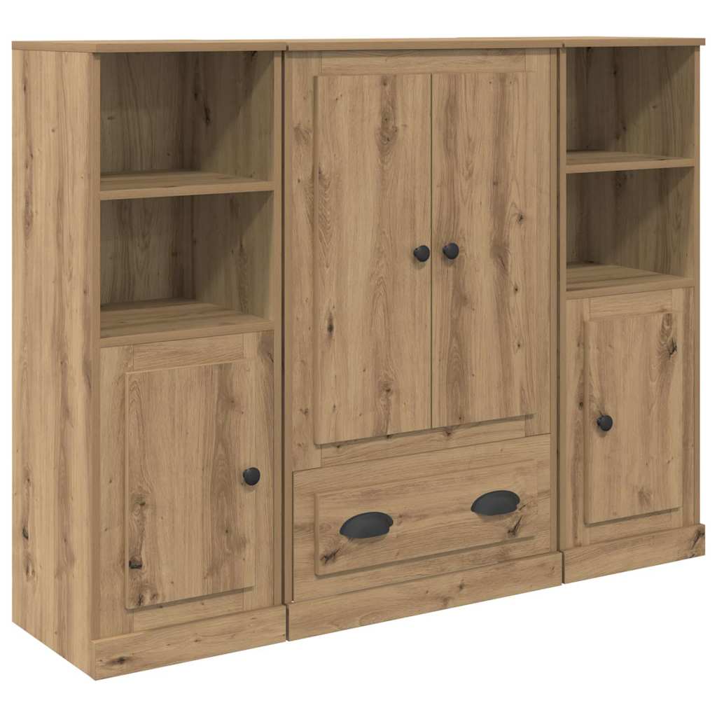 Highboard mit Schubladen 3 pcs Artisan-Eiche Holzwerkstoff