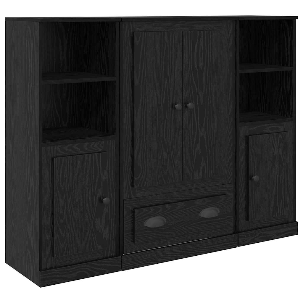 vidaXL Highboard 3 pcs Schwarz Eichen-Optik Holzwerkstoff